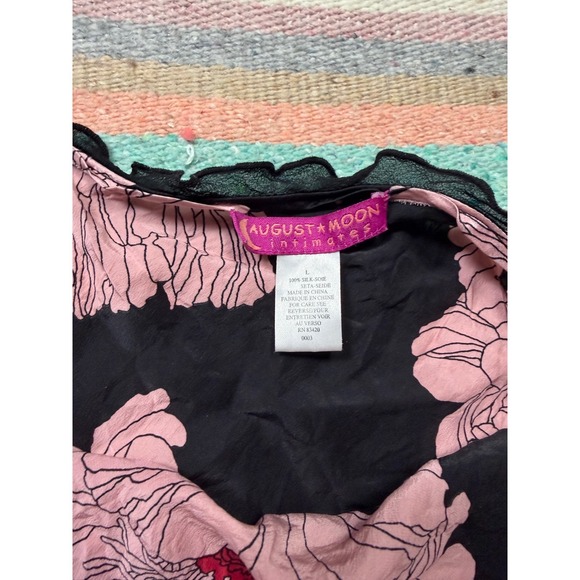 August Moon silk floral pajama set cami capri pants coquette y2k - Picture 4 of 6